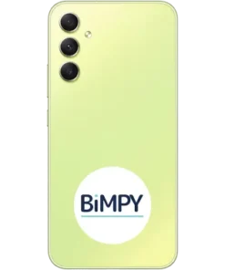 Light lime Samsung Galaxy A34 with BiMPY logo on the back