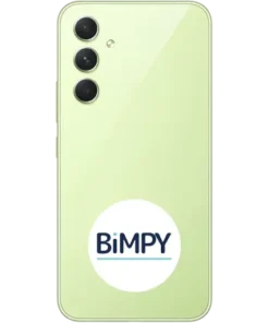 Lime green Samsung Galaxy A54 with BiMPY logo on the back