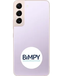 Lavender Samsung Galaxy S22 with BiMPY logo on the back