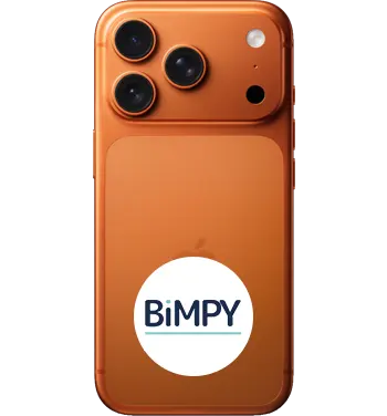 iPhone 17 Pro in orange with BiMPY phone insurance branding
